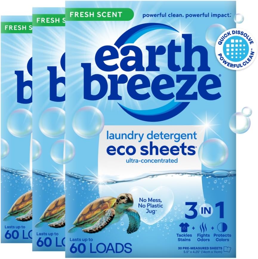 Earth Breeze Laundry Detergent Sheets - 90 Sheets - (3 Pack/30 Each)