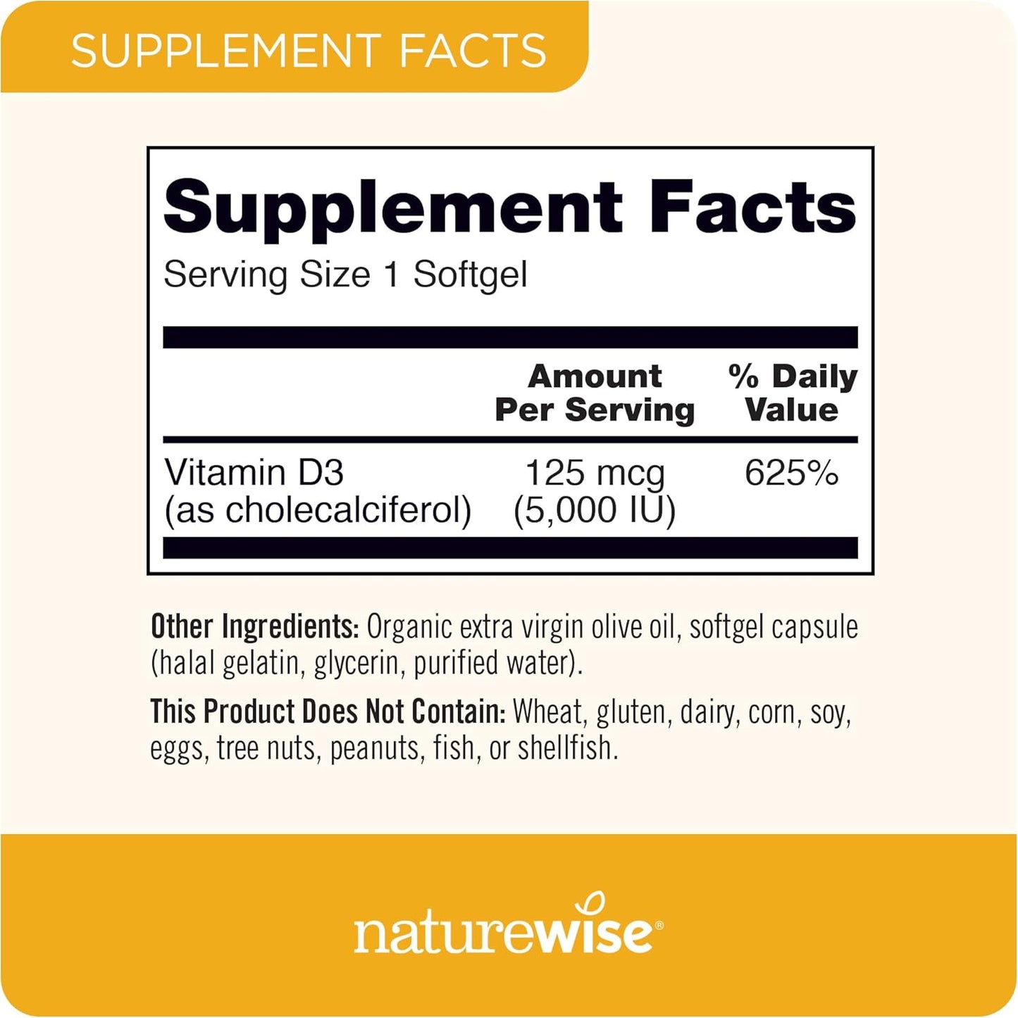 NatureWise Vitamin D3 5000iu (125 mcg) 1 Year Supply