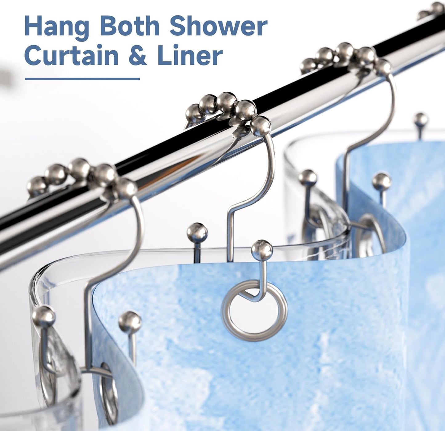 Titanker Shower Curtain Hooks Rings, Rust Resistant Metal Double Glide