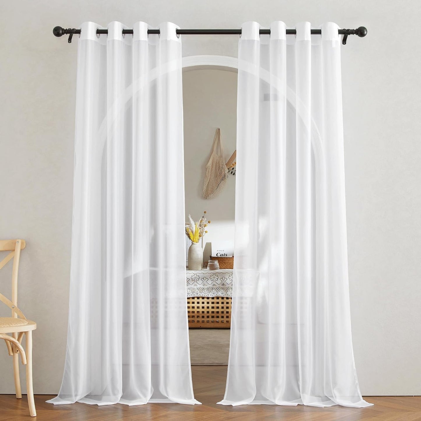 NICETOWN White Sheer Curtains 84 inches Long