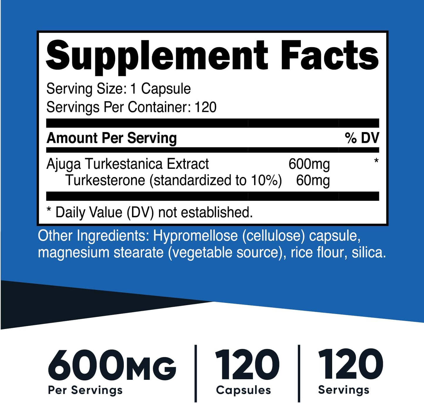 Nutricost Turkesterone Dietary Supplement 600mg, 120 Capsules
