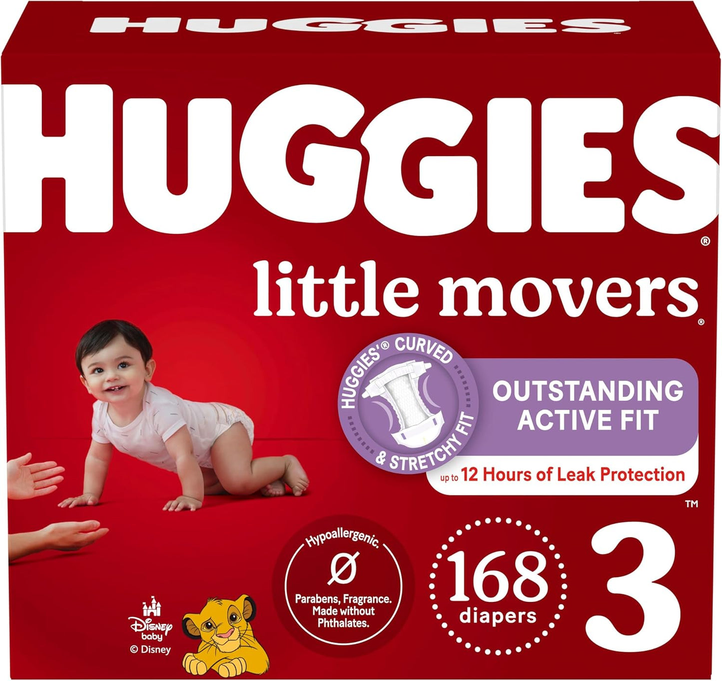 Huggies Size 3 Diapers, Little Movers Baby Diapers, Size 3 (16-28 lbs)