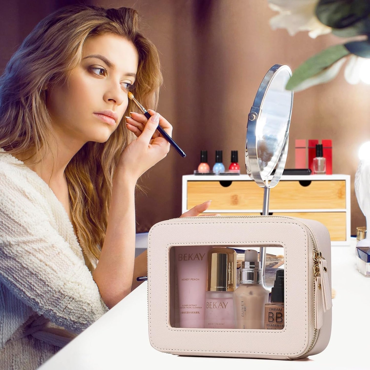 Pinkmik Clear Makeup Bag for Women Waterproof Travel Cosmetics