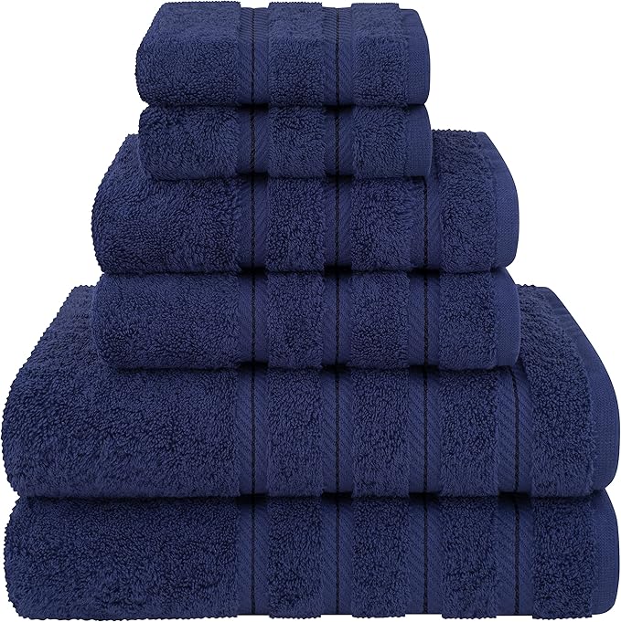 American Soft Linen Luxury 6 Piece Towel Set, 2 Bath Towels 2 Hand Towels 2 Washcloths