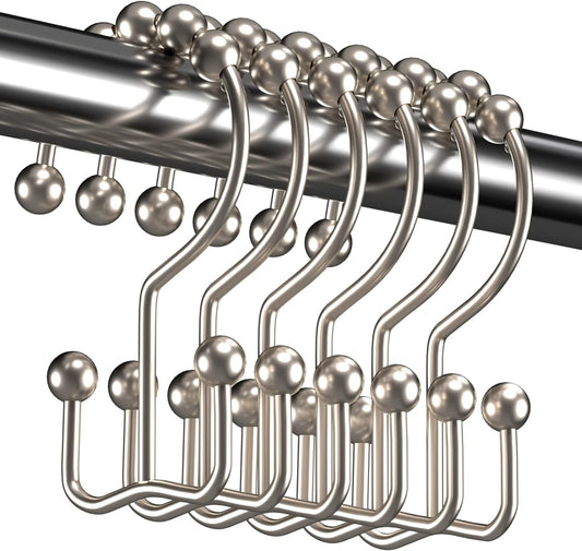 Titanker Shower Curtain Hooks Rings, Rust Resistant Metal Double Glide