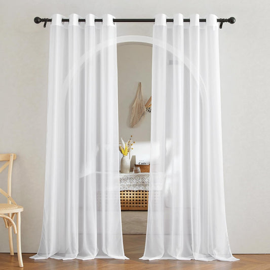 NICETOWN White Sheer Curtains 84 inches Long