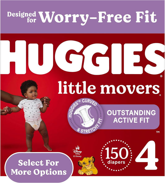 Huggies Size 4 Diapers, Little Movers Baby Diapers, Size 4 (22-37 lbs)